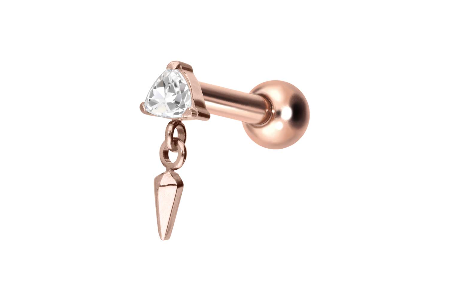 Titan Ohrpiercing mit Innengewinde KRISTALLDREIECK + SPITZE